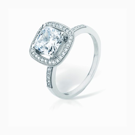 fully stone set cushion cut ring Razzle dazzle them with The Real Effect